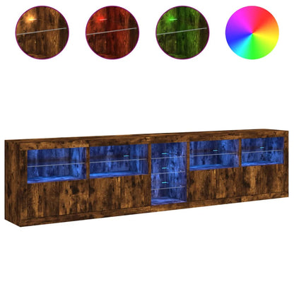 Dressoir Met Led-Verlichting 283,5X37X67 Cm Kleur Gerookt eiken