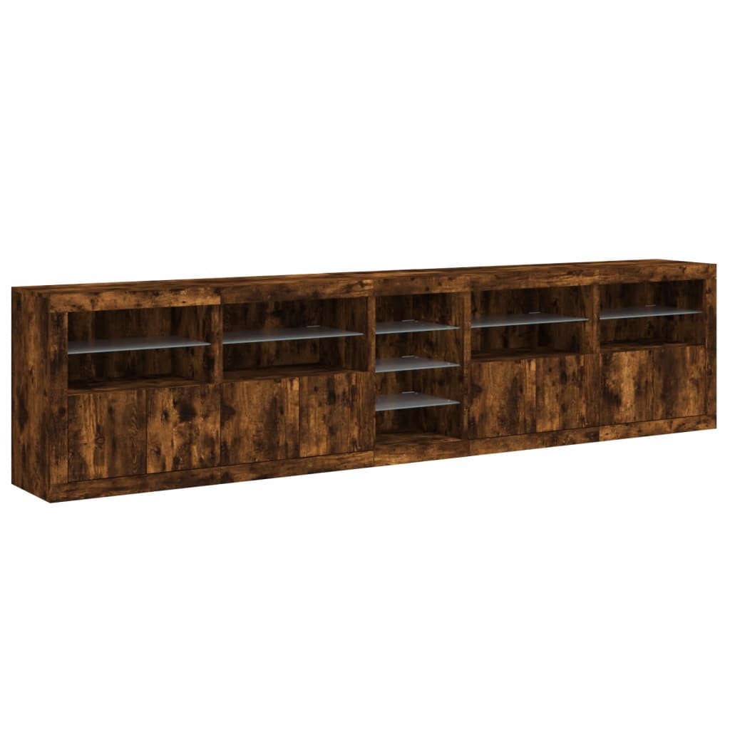 Dressoir Met Led-Verlichting 283,5X37X67 Cm Kleur Gerookt eiken