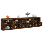 Dressoir 283x37x67 cm gerookt eiken met LED