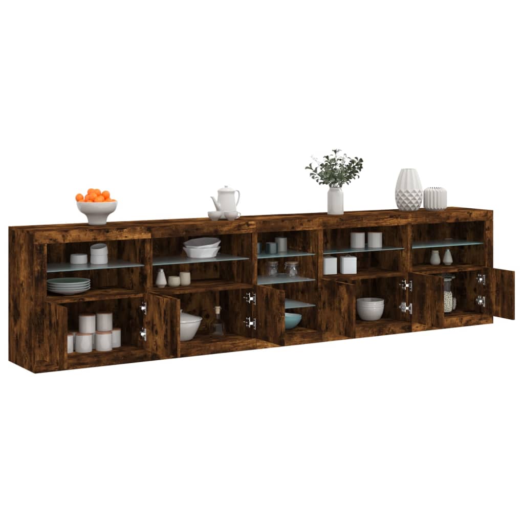 Dressoir Met Led-Verlichting 283,5X37X67 Cm Kleur Gerookt eiken