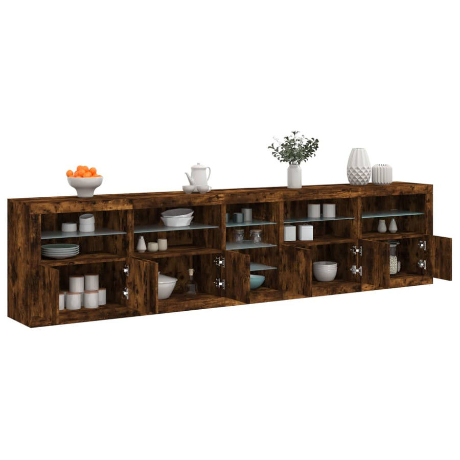 Dressoir Met Led-Verlichting 283,5X37X67 Cm Kleur Gerookt eiken