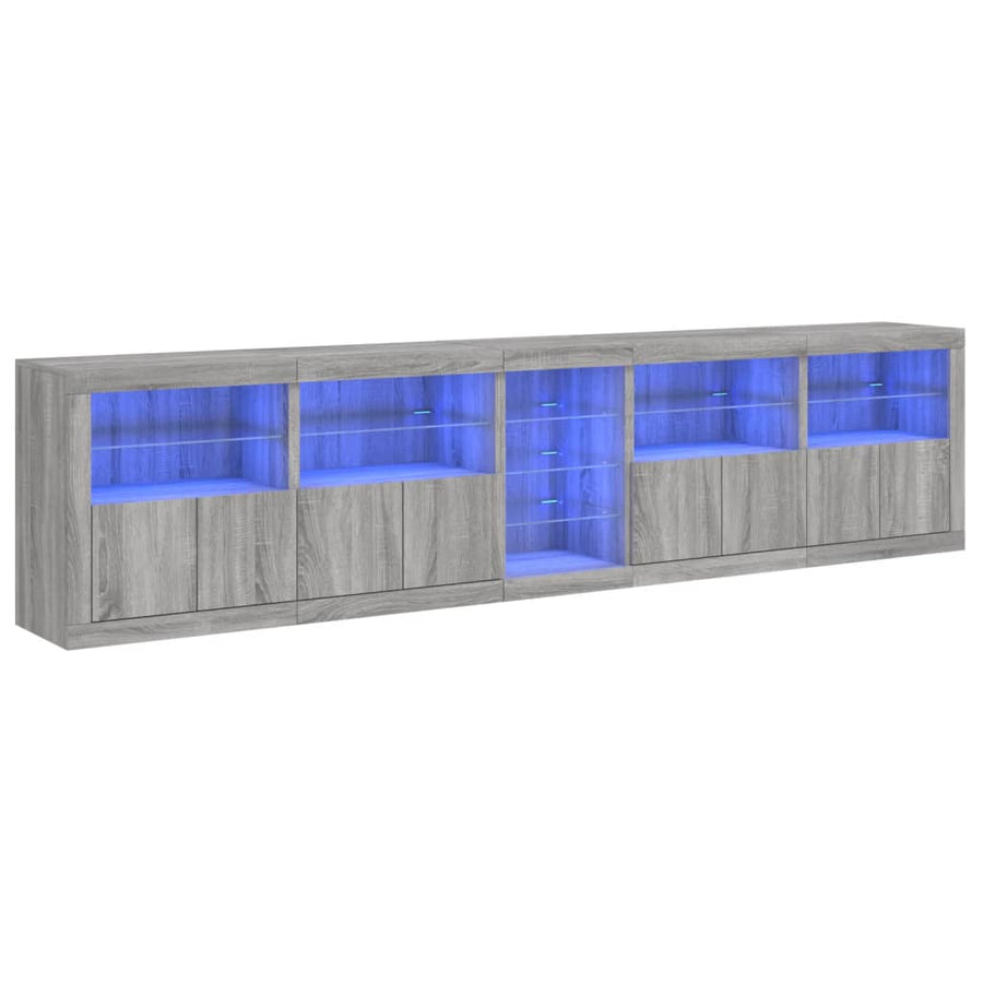 Dressoir Met Led-Verlichting 283X37X67 Cm Eiken Grijs sonoma
