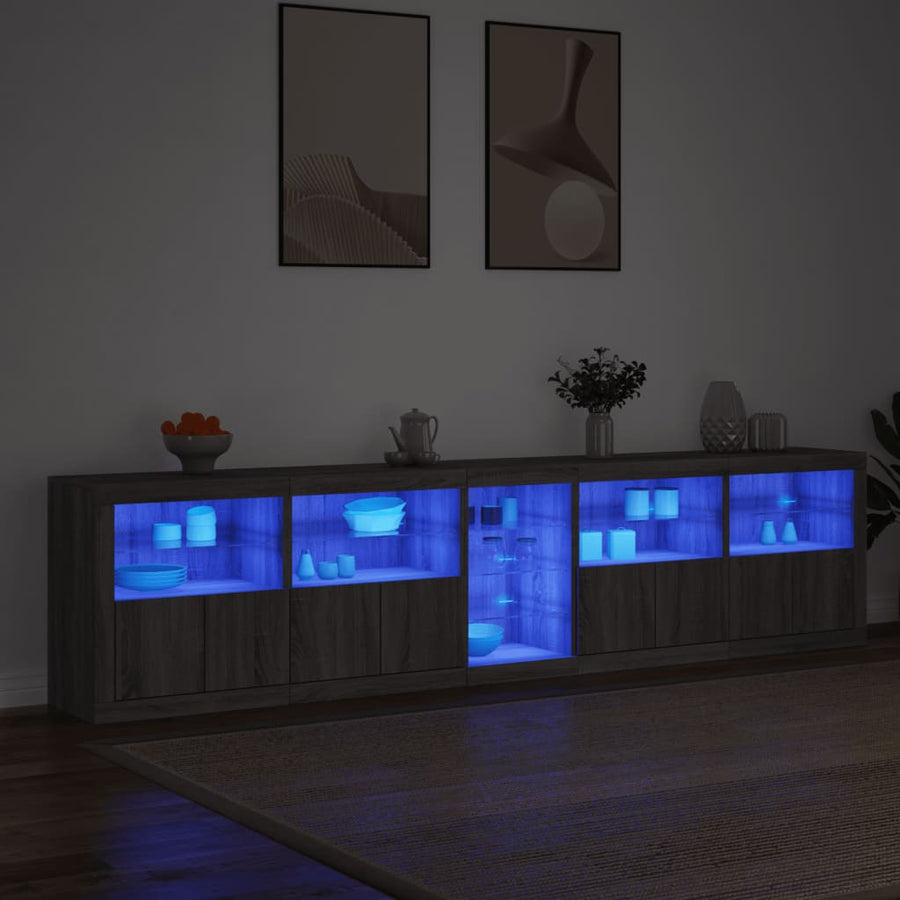 Dressoir Met Led-Verlichting 283X37X67 Cm Eiken Grijs sonoma