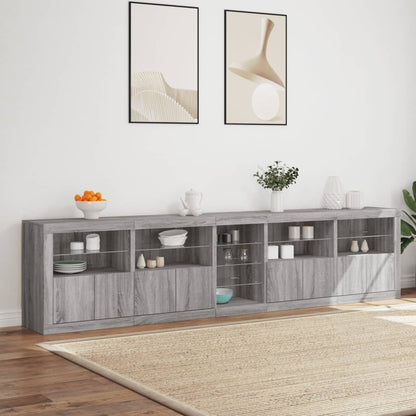 Dressoir Met Led-Verlichting 283X37X67 Cm Eiken Grijs sonoma