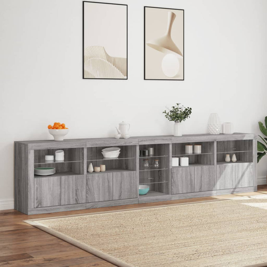 Dressoir Met Led-Verlichting 283X37X67 Cm Eiken Grijs sonoma