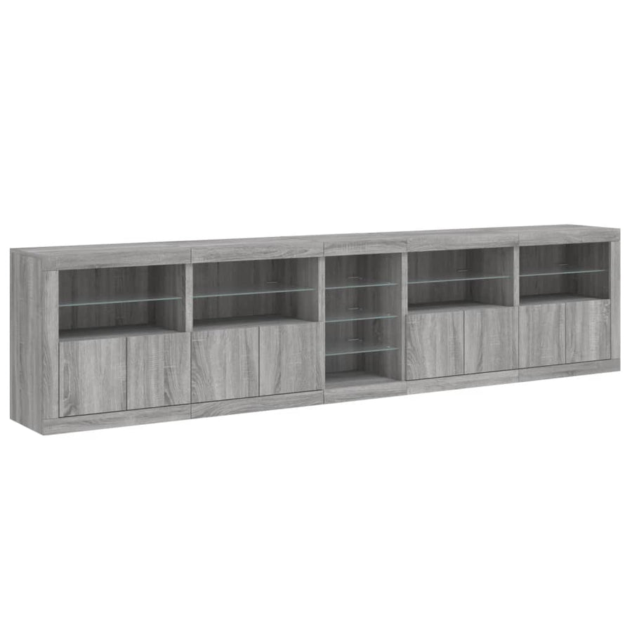 Dressoir Met Led-Verlichting 283X37X67 Cm Eiken Grijs sonoma