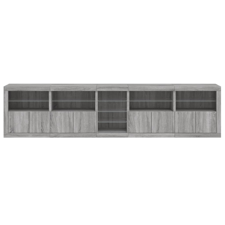 Dressoir Met Led-Verlichting 283X37X67 Cm Eiken Grijs sonoma