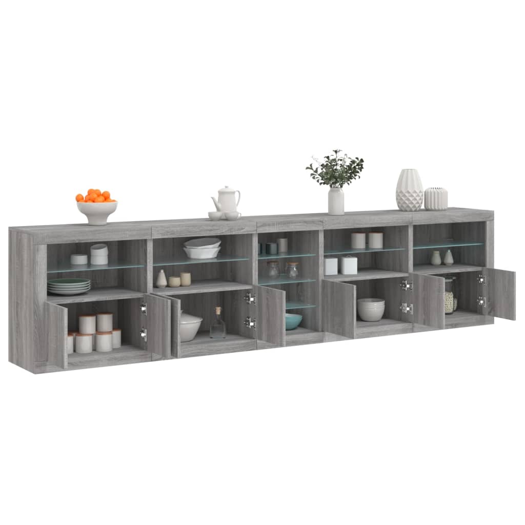 Dressoir Met Led-Verlichting 283X37X67 Cm Eiken Grijs sonoma