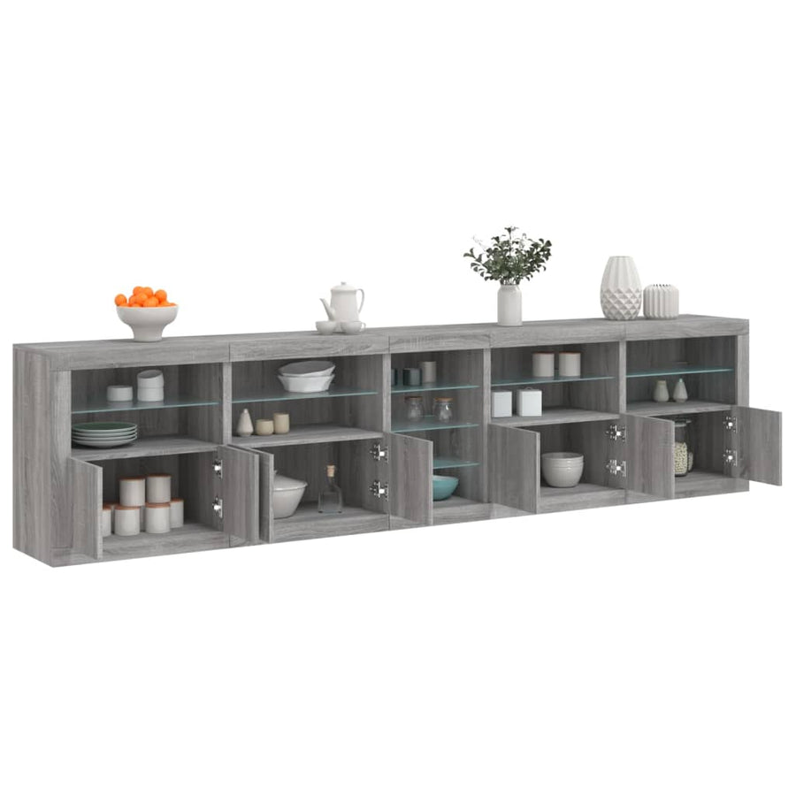 Dressoir Met Led-Verlichting 283X37X67 Cm Eiken Grijs sonoma