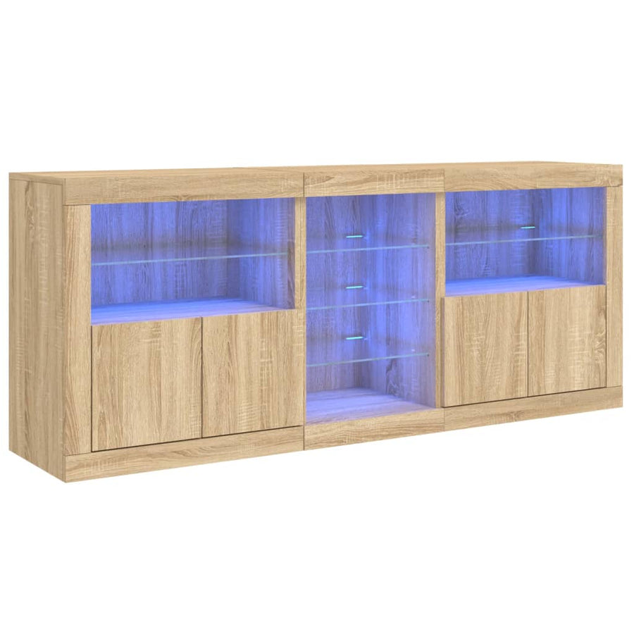 Dressoir Met Led-Verlichting 62X37X67 Cm Kleurig Sonoma eiken