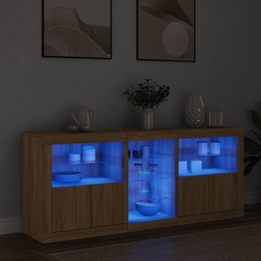 Dressoir Met Led-Verlichting 62X37X67 Cm Kleurig Sonoma eiken