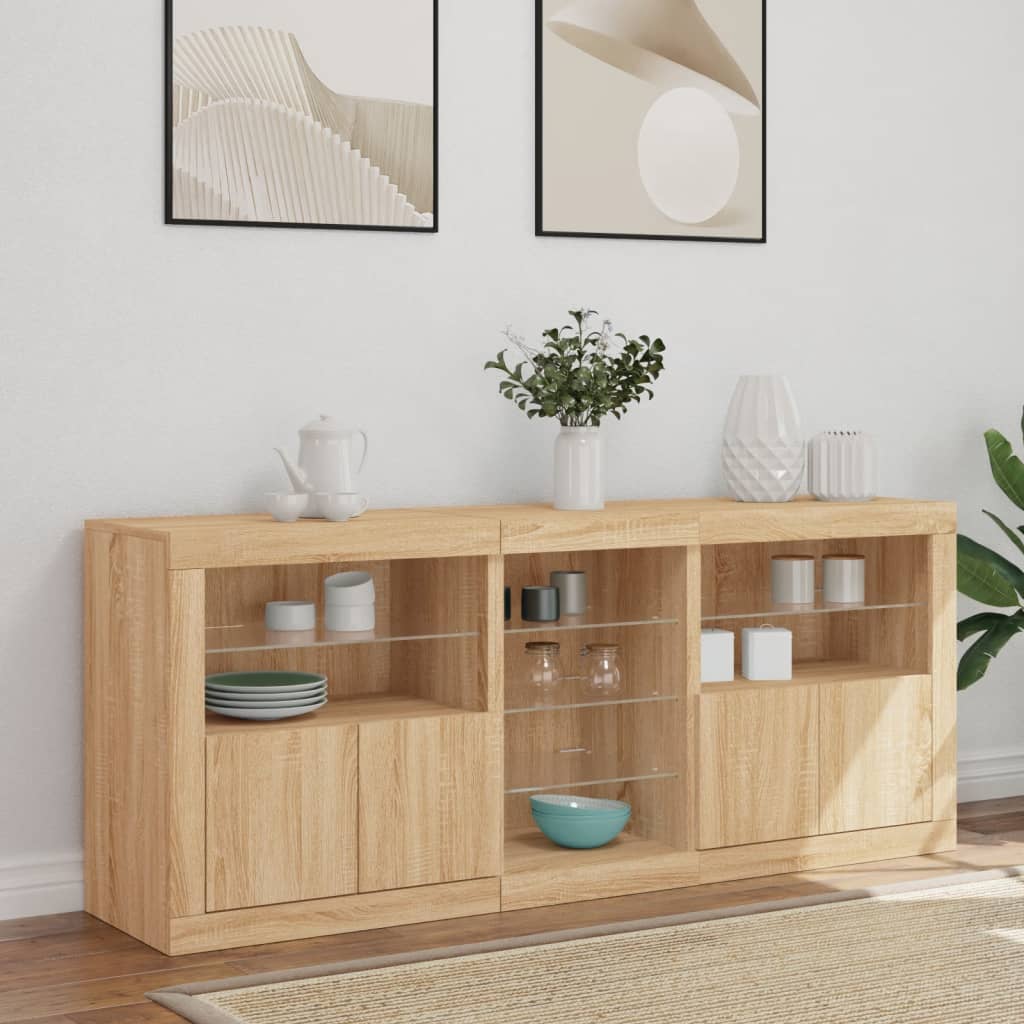 Dressoir Met Led-Verlichting 62X37X67 Cm Kleurig Sonoma eiken