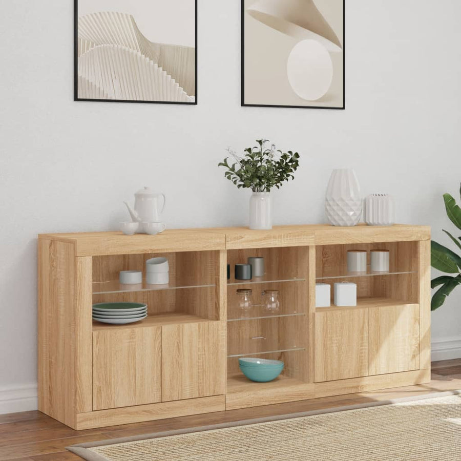 Dressoir Met Led-Verlichting 62X37X67 Cm Kleurig Sonoma eiken