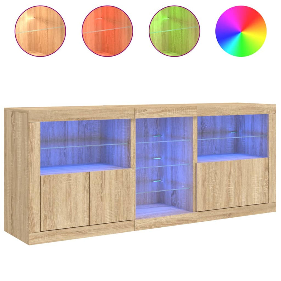 Dressoir Met Led-Verlichting 62X37X67 Cm Kleurig Sonoma eiken