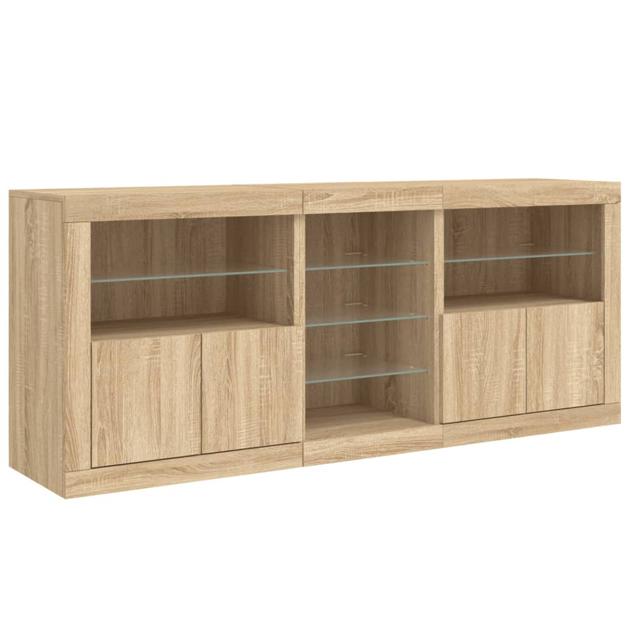 Dressoir Met Led-Verlichting 62X37X67 Cm Kleurig Sonoma eiken