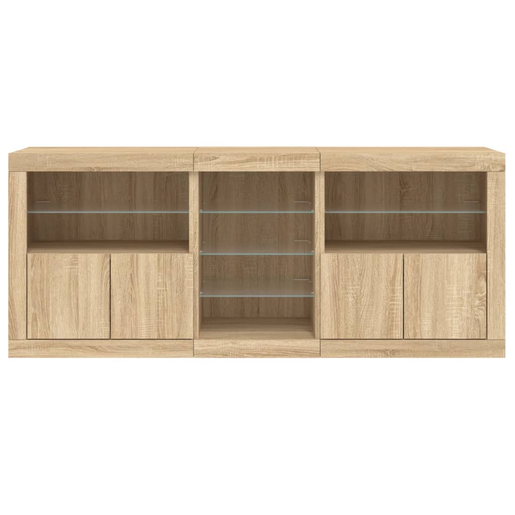 Dressoir Met Led-Verlichting 62X37X67 Cm Kleurig Sonoma eiken