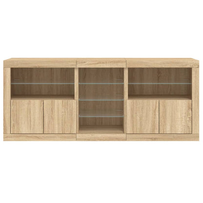 Dressoir Met Led-Verlichting 62X37X67 Cm Kleurig Sonoma eiken