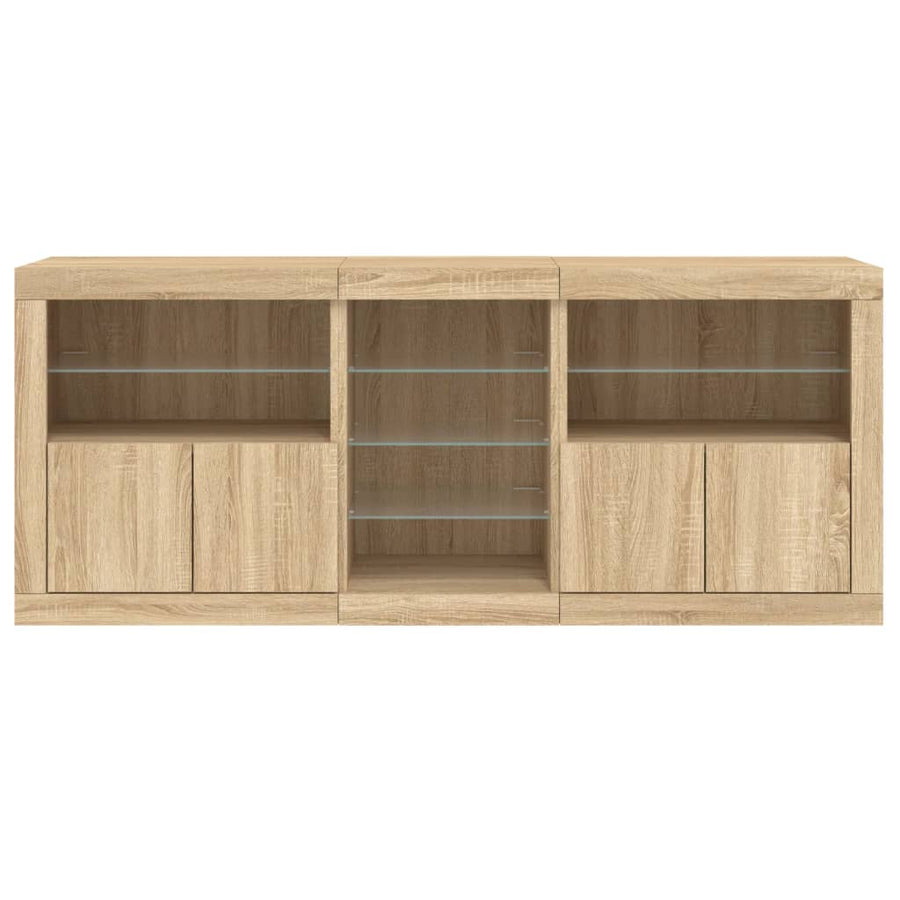 Dressoir Met Led-Verlichting 62X37X67 Cm Kleurig Sonoma eiken