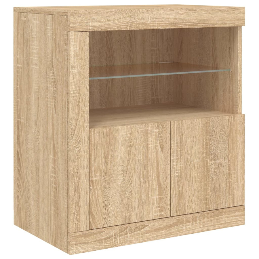 Dressoir Met Led-Verlichting 62X37X67 Cm Kleurig Sonoma eiken