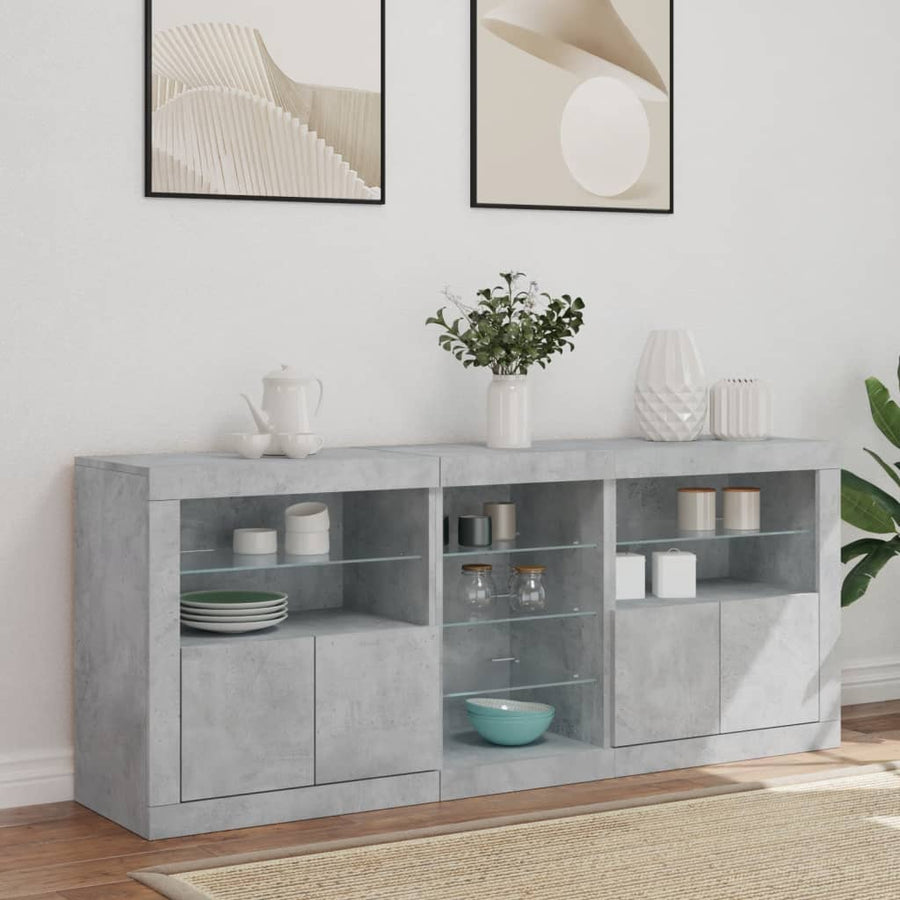 Dressoir Met Led-Verlichting 62X37X67 Cm Betongrijs