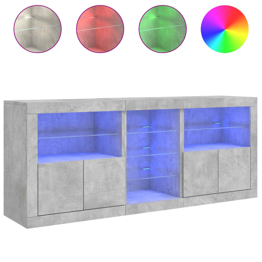 Dressoir Met Led-Verlichting 62X37X67 Cm Betongrijs