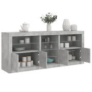 Dressoir 162x37x67 cm betongrijs met LED