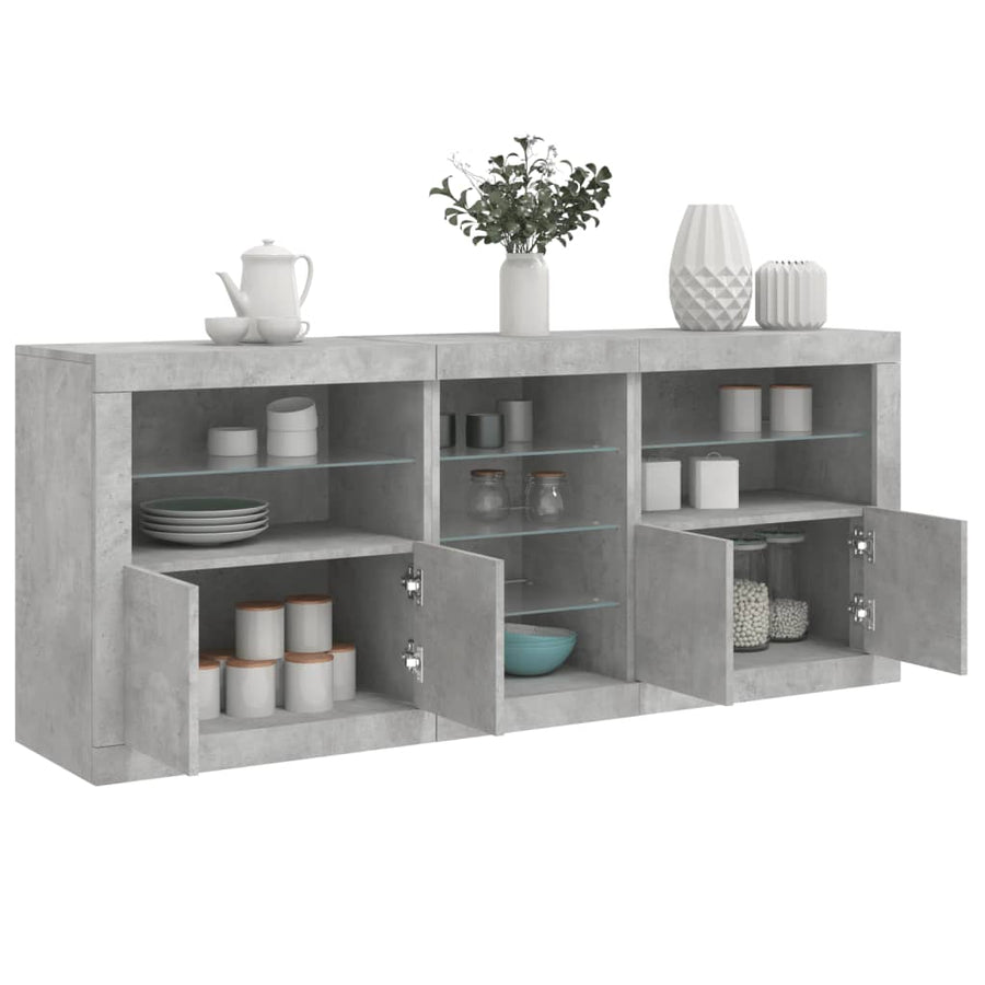 Dressoir Met Led-Verlichting 62X37X67 Cm Betongrijs