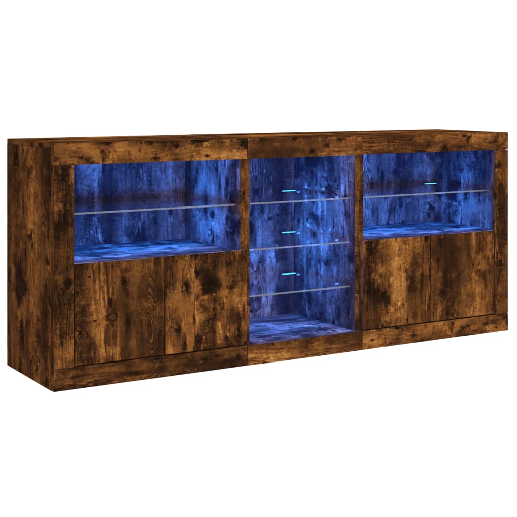 Dressoir Met Led-Verlichting 62X37X67 Cm Bruin Eiken Gerookt eiken