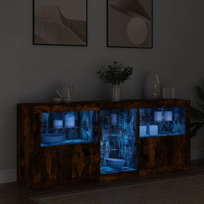 Dressoir Met Led-Verlichting 62X37X67 Cm Bruin Eiken Gerookt eiken