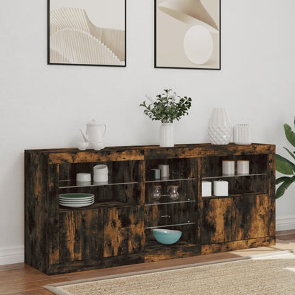 Dressoir Met Led-Verlichting 62X37X67 Cm Bruin Eiken Gerookt eiken