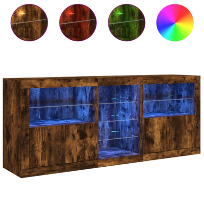 Dressoir Met Led-Verlichting 62X37X67 Cm Bruin Eiken Gerookt eiken