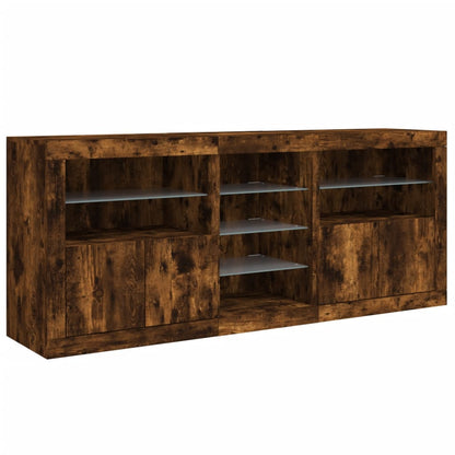 Dressoir Met Led-Verlichting 62X37X67 Cm Bruin Eiken Gerookt eiken