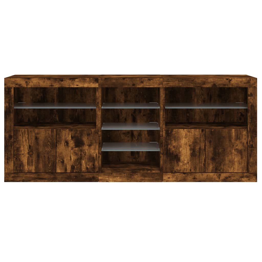 Dressoir Met Led-Verlichting 62X37X67 Cm Bruin Eiken Gerookt eiken
