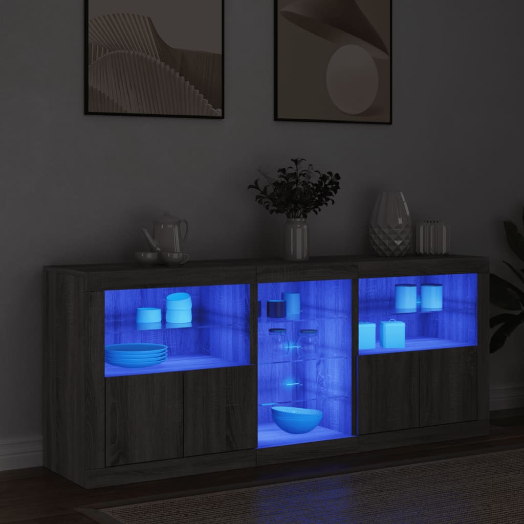 Dressoir Met Led-Verlichting 62X37X67 Cm Grijs sonoma