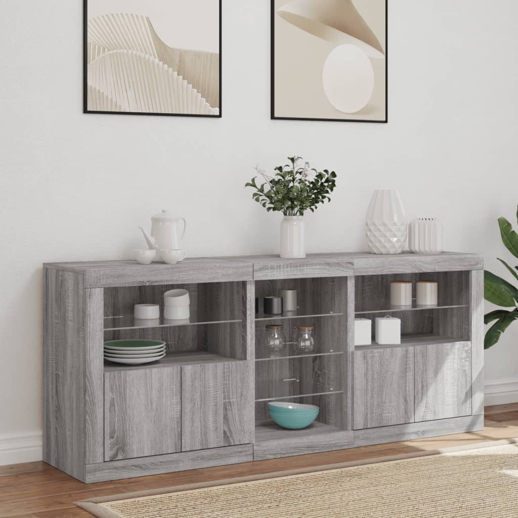 Dressoir Met Led-Verlichting 62X37X67 Cm Grijs sonoma