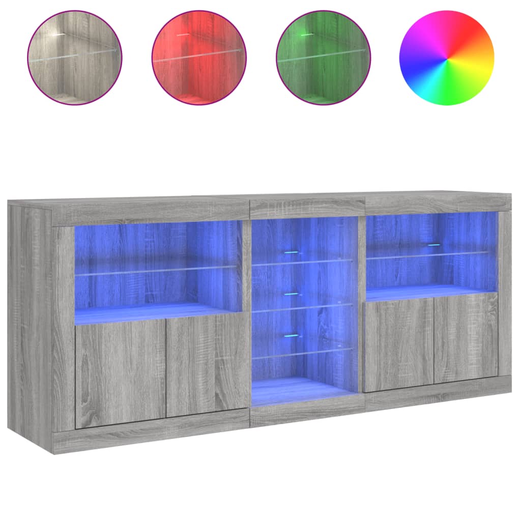 Dressoir Met Led-Verlichting 62X37X67 Cm Grijs sonoma