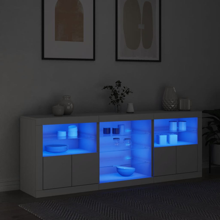 Dressoir Met Led-Verlichting 8,5X37X67 Cm Wit