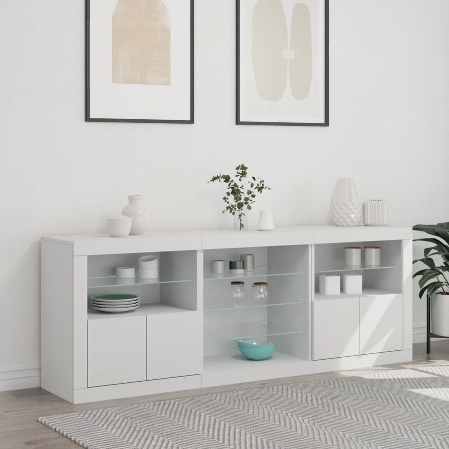 Dressoir Met Led-Verlichting 8,5X37X67 Cm Wit