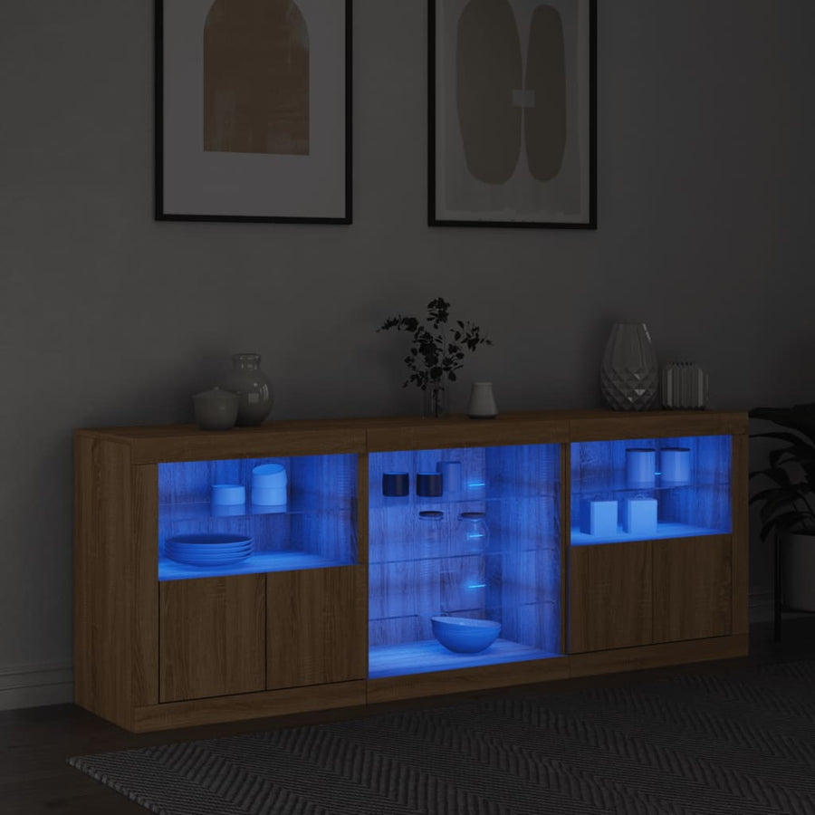 Dressoir Met Led-Verlichting 8,5X37X67 Cm Kleurig Sonoma eiken