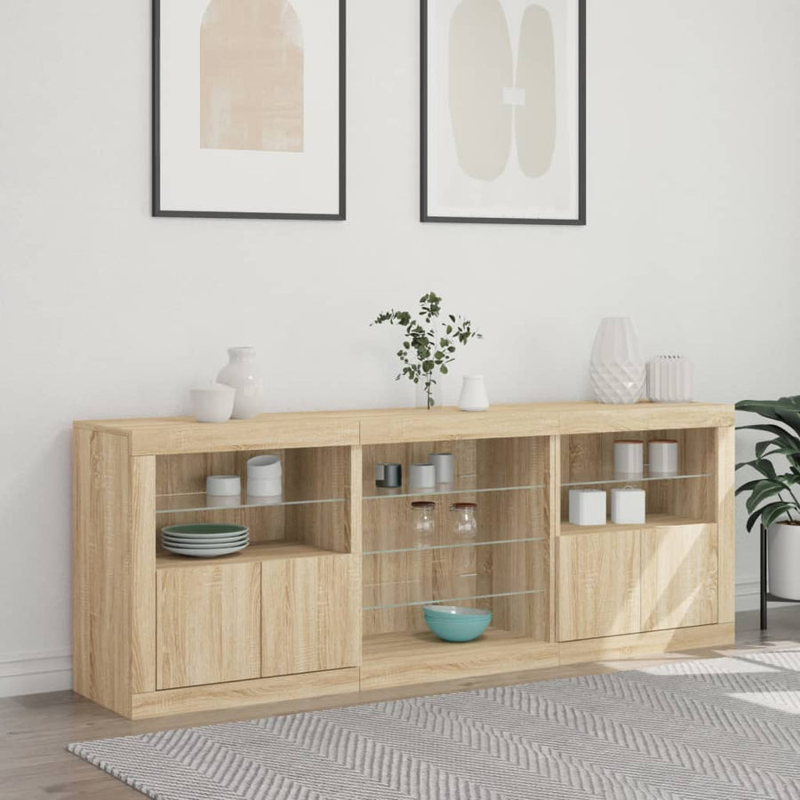 Dressoir Met Led-Verlichting 8,5X37X67 Cm Kleurig Sonoma eiken