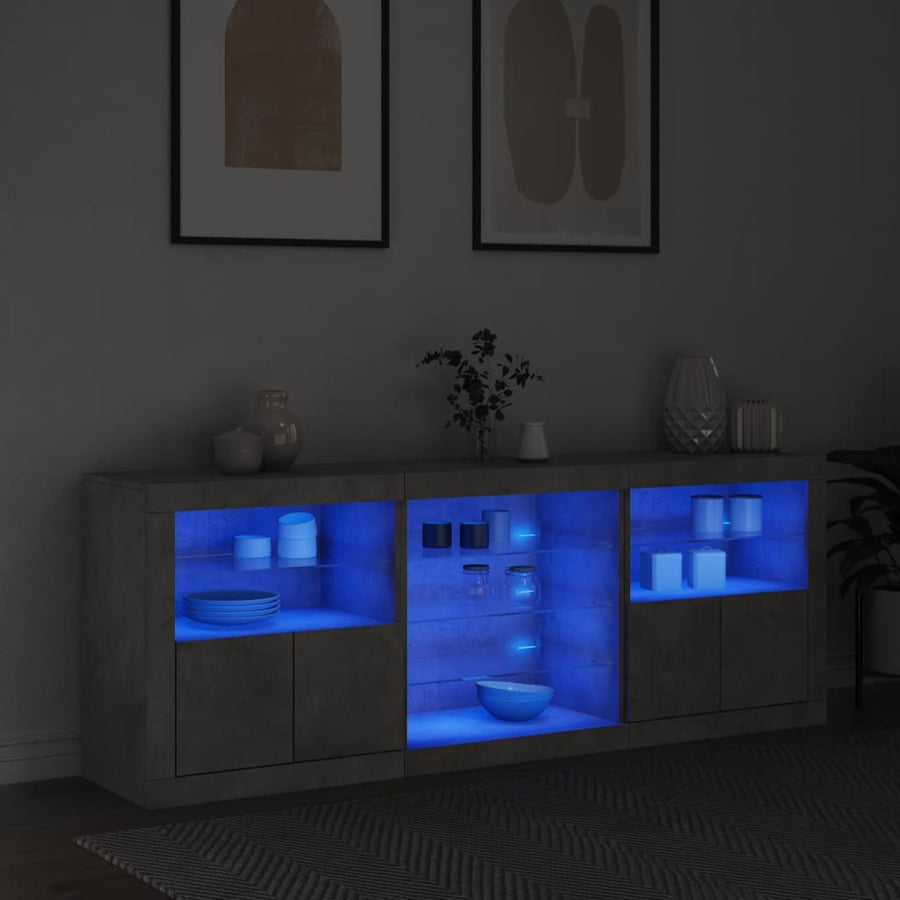 Dressoir Met Led-Verlichting 8,5X37X67 Cm Betongrijs