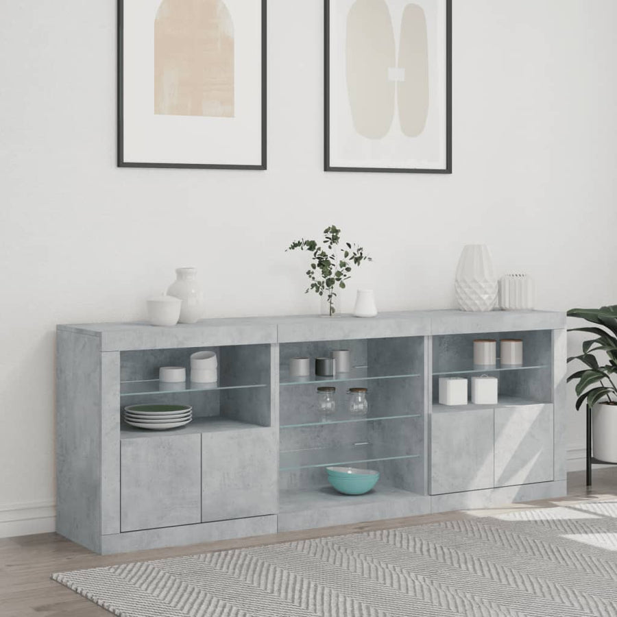 Dressoir Met Led-Verlichting 8,5X37X67 Cm Betongrijs