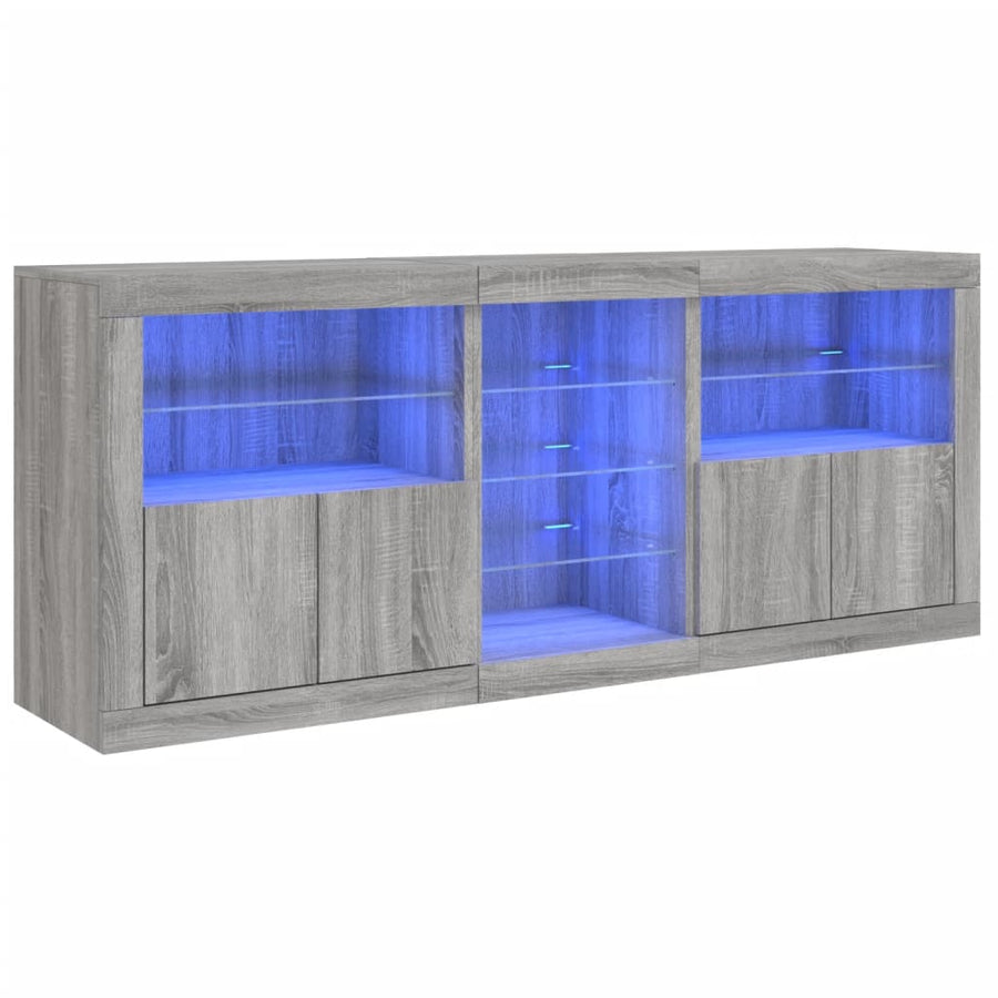 Dressoir met LED-verlichting 181,5x37x678 cm grijs sonoma eiken
