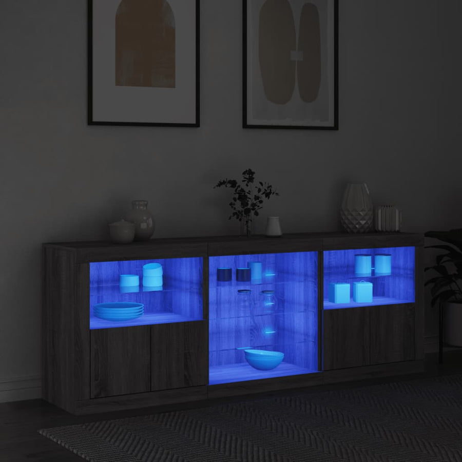 Dressoir met LED-verlichting 181,5x37x678 cm grijs sonoma eiken