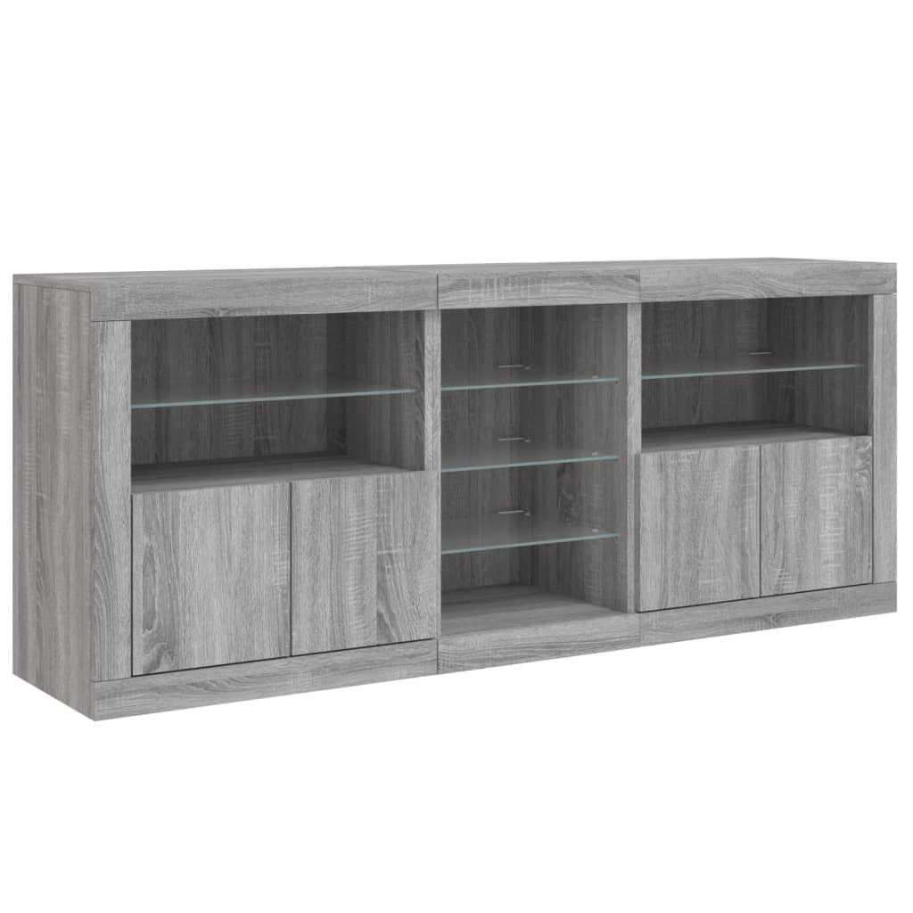 Dressoir Met Led-Verlichting 8,5X37X678 Cm Eiken Grijs sonoma