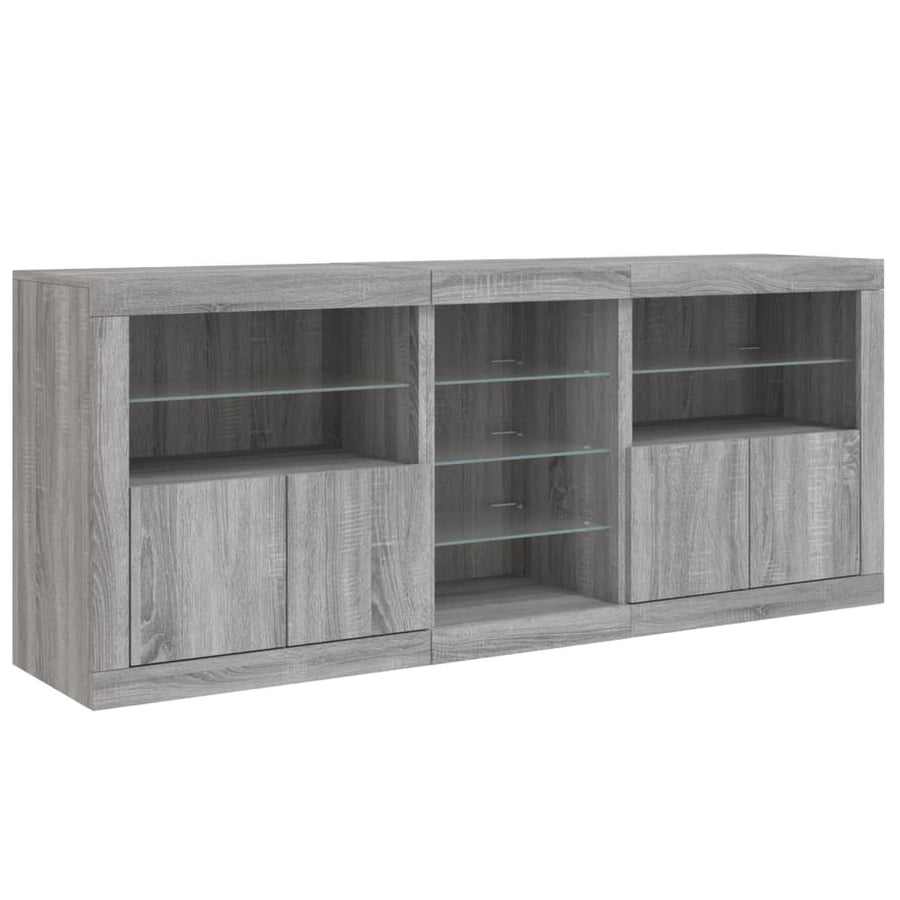 Dressoir met LED-verlichting 181,5x37x678 cm grijs sonoma eiken