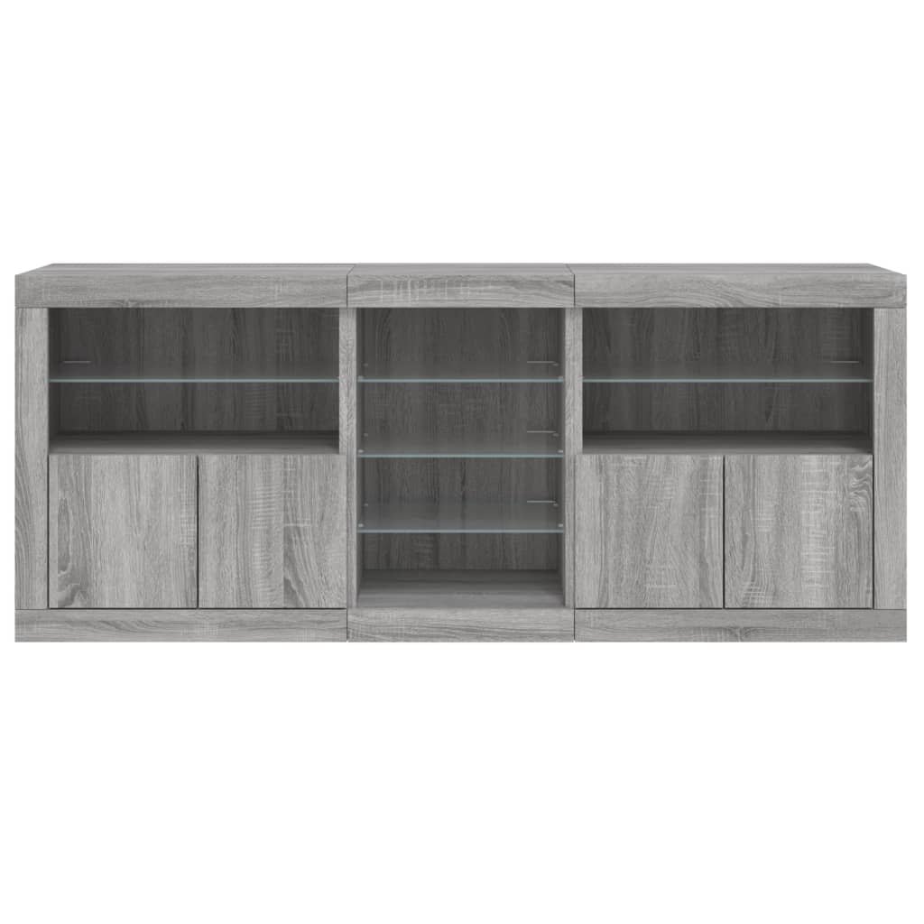 Dressoir Met Led-Verlichting 8,5X37X678 Cm Eiken Grijs sonoma