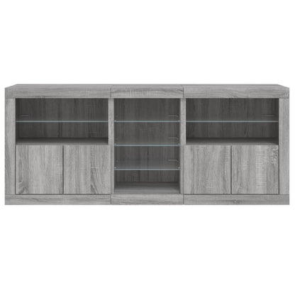 Dressoir Met Led-Verlichting 8,5X37X678 Cm Eiken Grijs sonoma