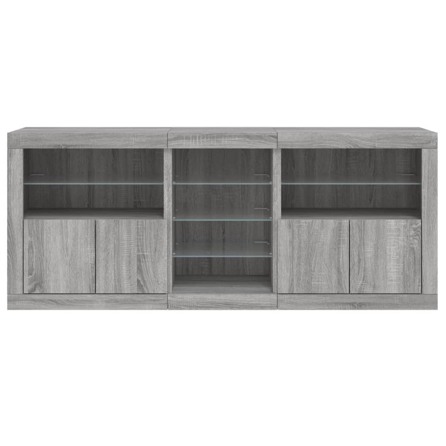 Dressoir met LED-verlichting 181,5x37x678 cm grijs sonoma eiken