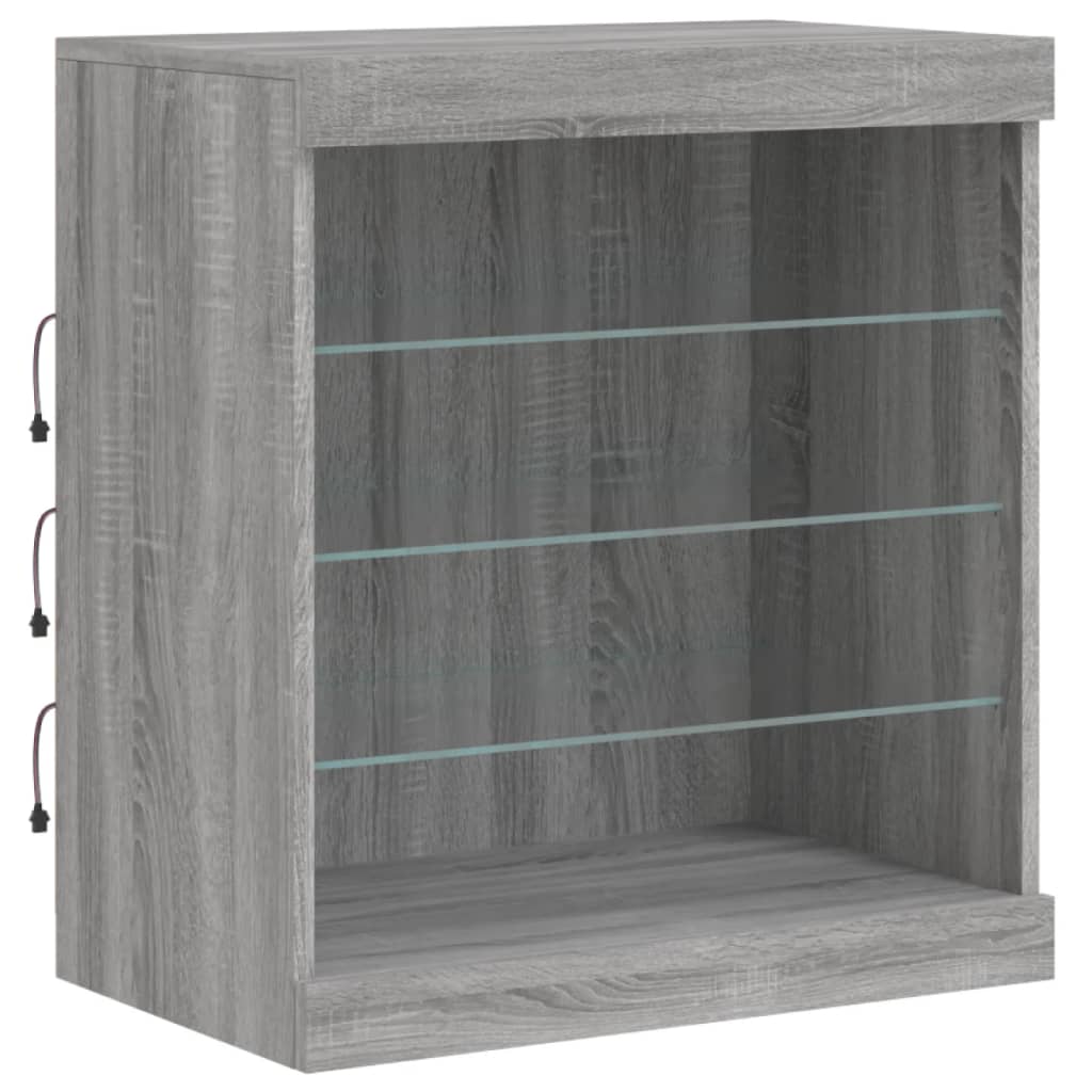 Dressoir Met Led-Verlichting 8,5X37X678 Cm Eiken Grijs sonoma
